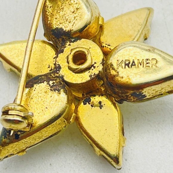 Kramer Yellow Rhinestone Scatter Pin Gold Tone Flower Nature Garden Trees Floral - Picture 6 of 7